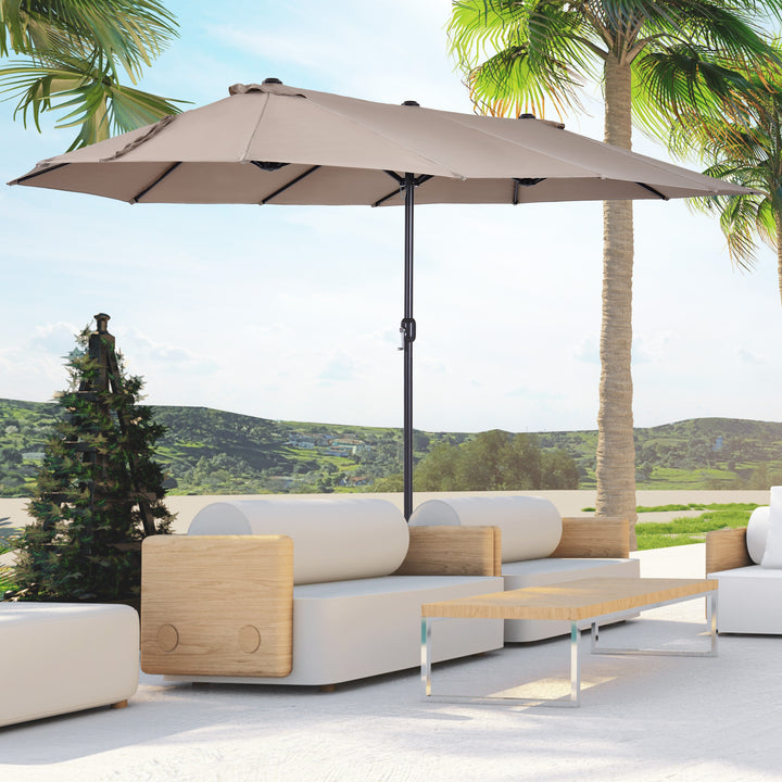 Pára-Sol Duplo com Manivela Resistente À Água e Proteção UV 460x240 cm Cor Café