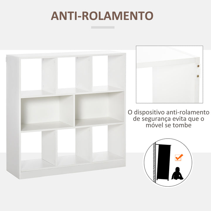 Estante para Livros com 8 Compartimentos Estante de Exposição Estilo Moderno para Sala de Estar Dormitório Escritório 97,5x30x100cm Branco