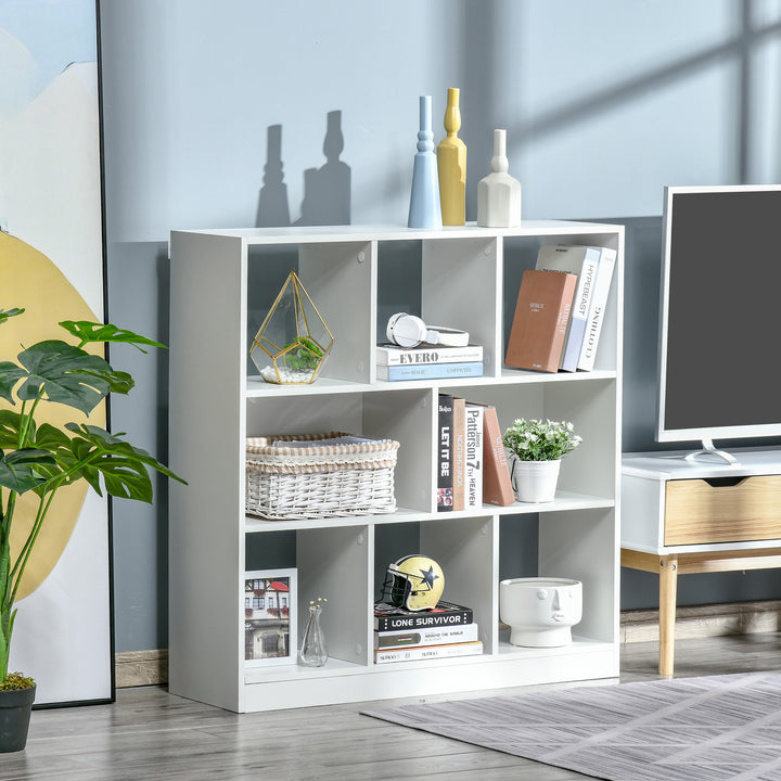 Estante para Livros com 8 Compartimentos Estante de Exposição Estilo Moderno para Sala de Estar Dormitório Escritório 97,5x30x100cm Branco