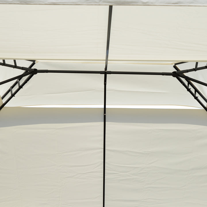 Pérgola de Jardim 4x3 m Toldo de Jardim com Telhado Duplo Estrutura de Aço, 8 Orifícios de Drenagem UPF30+ Tenda para Exterior Terraço Pátio Festas Branco Creme