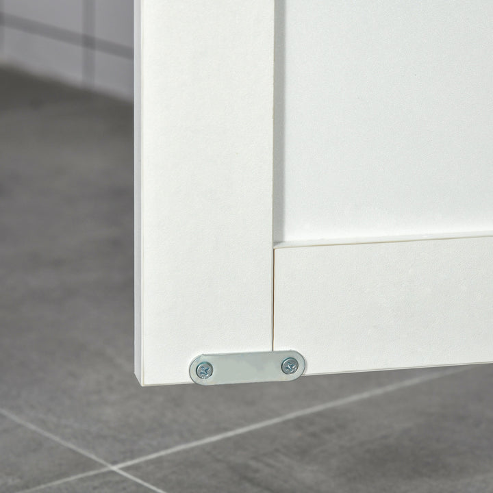 Armário para Casa de Banho com 2 Portas Prateleira Interior Ajustável e Compartimento Aberto Móvel Auxiliar de Armazenamento para Sala de Estar Cozinha 60x30x80cm Branco