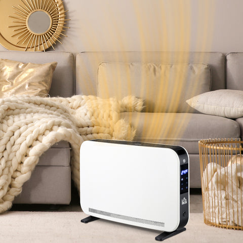 Aquecedor Elétrico 1830-2180W Aquecedor para Casa de Banho com 3 Modos de Aquecimento Ecrã Táctil LED Termóstato Regulável Temporizador e Proteção Contra Sobreaquecimento para 12-18 ? Branco