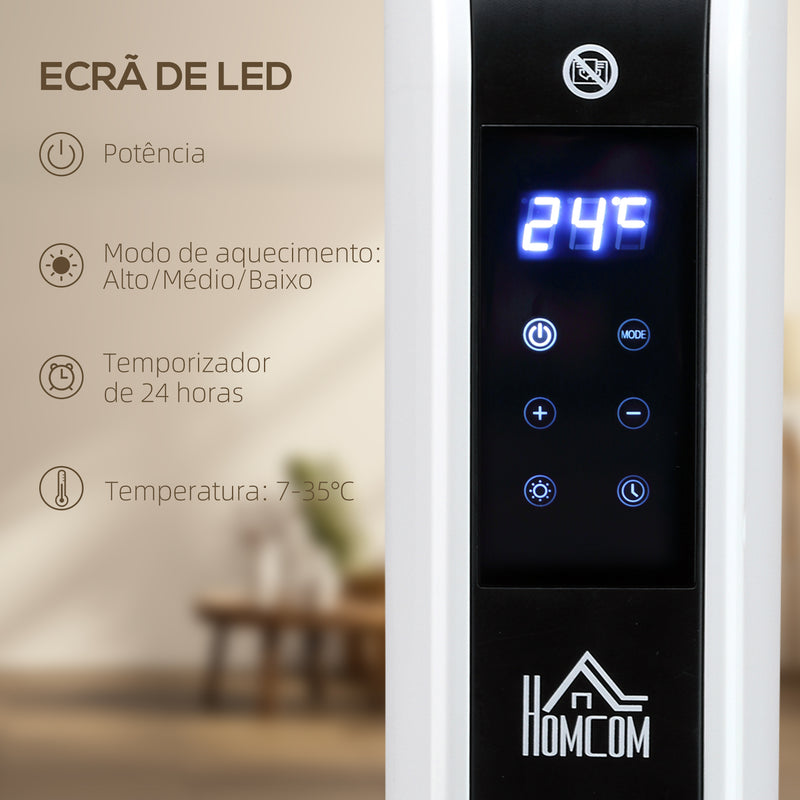 Aquecedor Elétrico 1830-2180W Aquecedor para Casa de Banho com 3 Modos de Aquecimento Ecrã Táctil LED Termóstato Regulável Temporizador e Proteção Contra Sobreaquecimento para 12-18 ? Branco