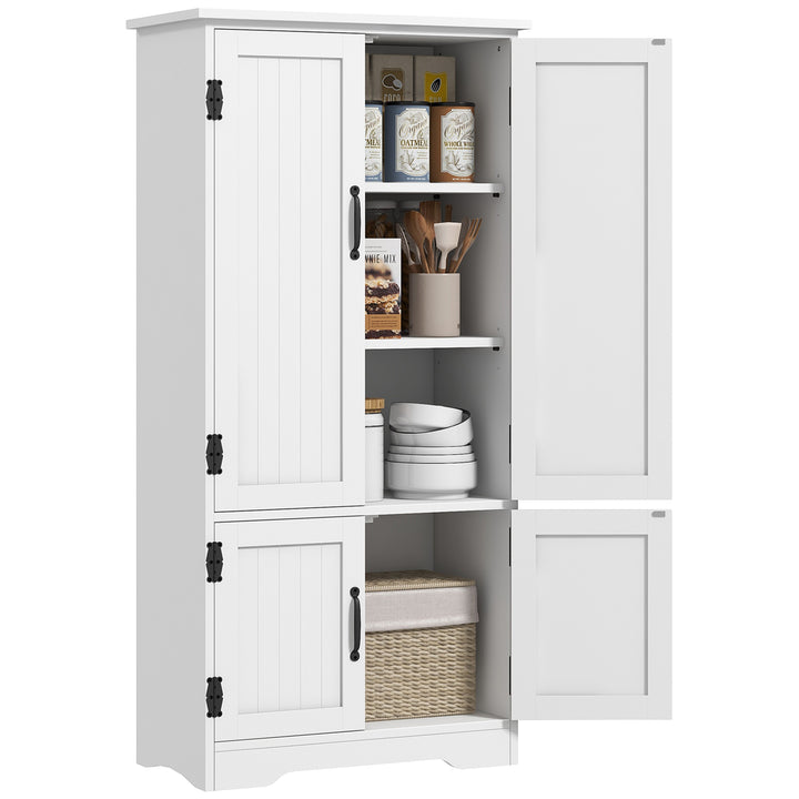 Armário de Cozinha Armário de Cozinha Alto Móvel Auxiliar com 4 Portas e Prateleiras Ajustáveis para Sala de Estar 60x30x123 cm Branco