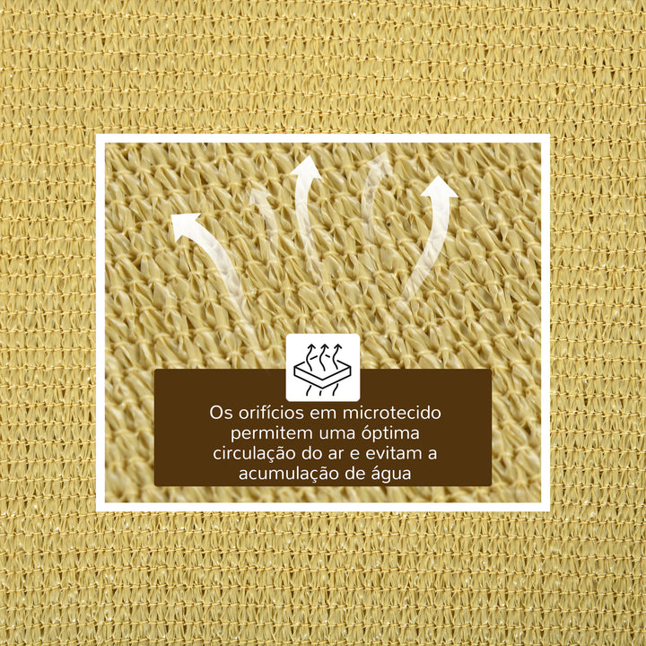 Vela de Sombra Retangular 4x6 m Toldo Vela de HDPE com Anéis de Aço Inoxidável e Cordas para Jardim Pátio Bege