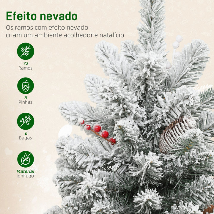 Árvore de Natal com 35 Luzes LED 60 cm Mini Árvore de Natal Artificial com 72 Ramos com Neve Pinhas Bagas e Base de Saco de Juta Decoração de Natal de Mesa para Casa Escritório Verde