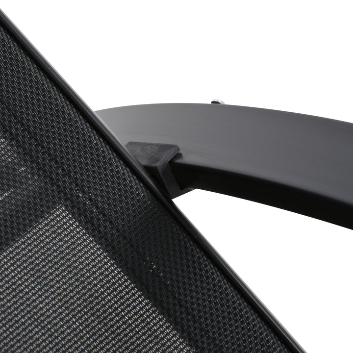 2 Espreguiçadeiras de Jardim 59x169x66 cm com Mesa 41x41x45 cm Vidro Temperado Apoio de Braços para Pátio Piscina varanda Exterior Preto