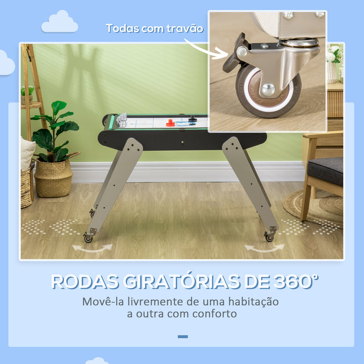 Mesa Multi Jogos para Crianças acima de 7 Anos Mesa de Jogos 6 em 1 com Rodas Bilhar Matraquilho Ping Pong Lançamento de Anéis Hóquei no Gelo e Air Hóquei 120x88x79cm Multicor