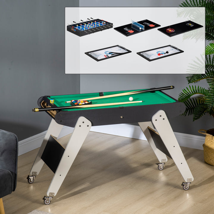 Mesa Multi Jogos para Crianças acima de 7 Anos Mesa de Jogos 6 em 1 com Rodas Bilhar Matraquilho Ping Pong Lançamento de Anéis Hóquei no Gelo e Air Hóquei 120x88x79cm Multicor