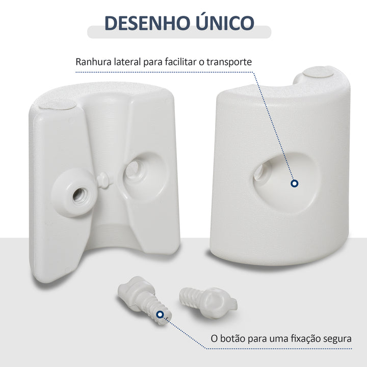Conjunto de 4 Pesos para Tendas Dobráveis Suportes Enchíveis com 9 kg de Água Pesos para Tendas com Maçanetas de Fixação Ø22/24x25 cm Branco