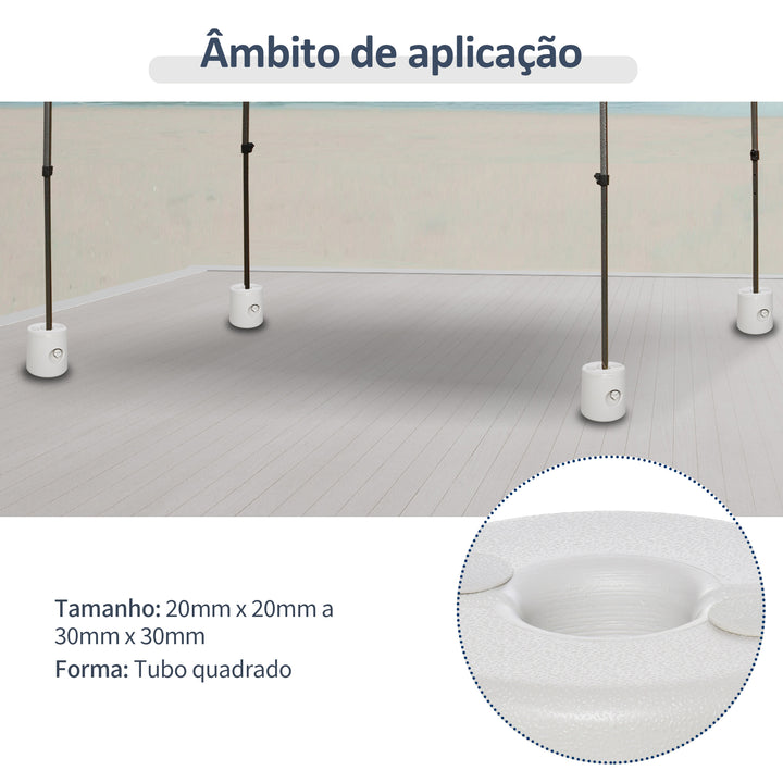 Conjunto de 4 Pesos para Tendas Dobráveis Suportes Enchíveis com 9 kg de Água Pesos para Tendas com Maçanetas de Fixação Ø22/24x25 cm Branco