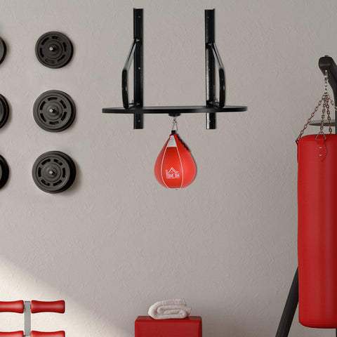 Pera de Boxe com Suporte de Parede Punching Ball para Boxe com Plataforma Ajustável em Altura Suporte Giratório e Insuflador 60x73x80 cm Vermelho e Preto