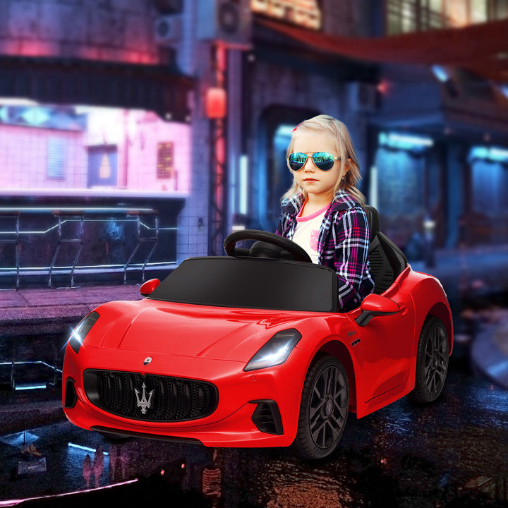 Carro Elétrico para Crianças acima de 3 Anos Carro Maserati Gran Turismo Folgore Carro Elétrico com Bateria 12V Controlo Remoto Faróis Buzina e Música MP3 98x59x43 cm Vermelho