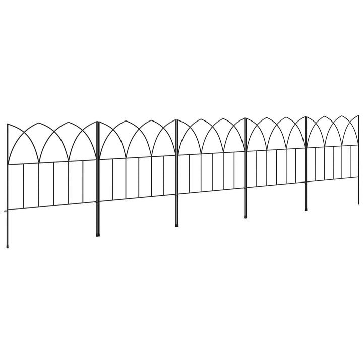 Cercas de Jardim 205x45,5 cm Conjunto de 5 Cercas Decorativas para Jardim de Metal Combinação Livre Barreira para Animais para Terraço Pátio Relva Preto