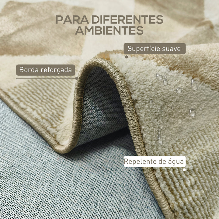 Tapete Sala de Estar 170x120 cm Tapete Lavável na Máquina de Lavar Pelo Curto Estilo Moderno Tapete para Sala de Estar Quarto Sala de Jantar Creme e Marrom Claro