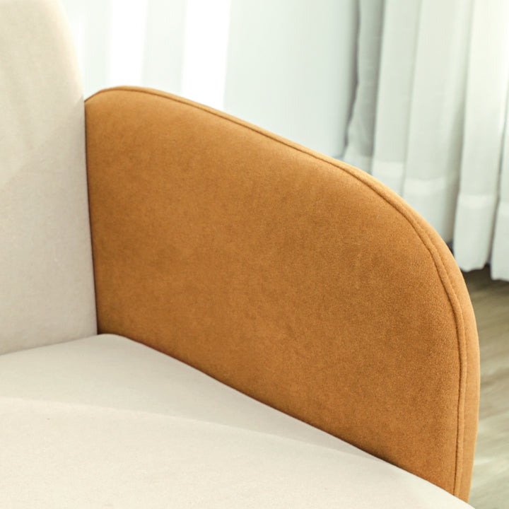 Poltrona Sala de Estar Poltrona Nórdica Poltrona para Dormitório com Apoio para os Braços e Pés de Madeira Sofá Individual Carga 120 kg 72x87x82 cm Bege e Ocre