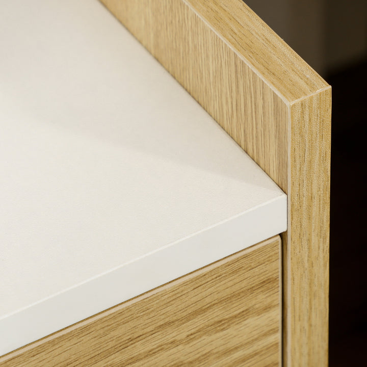 Mesa de Cabeceira Moderna Mesa de Cabeceira com Entrada USB Tomada Elétrica Gaveta e Prateleiras Mesa de Cabeceira para Dormitório 40x40x60 cm Madeira