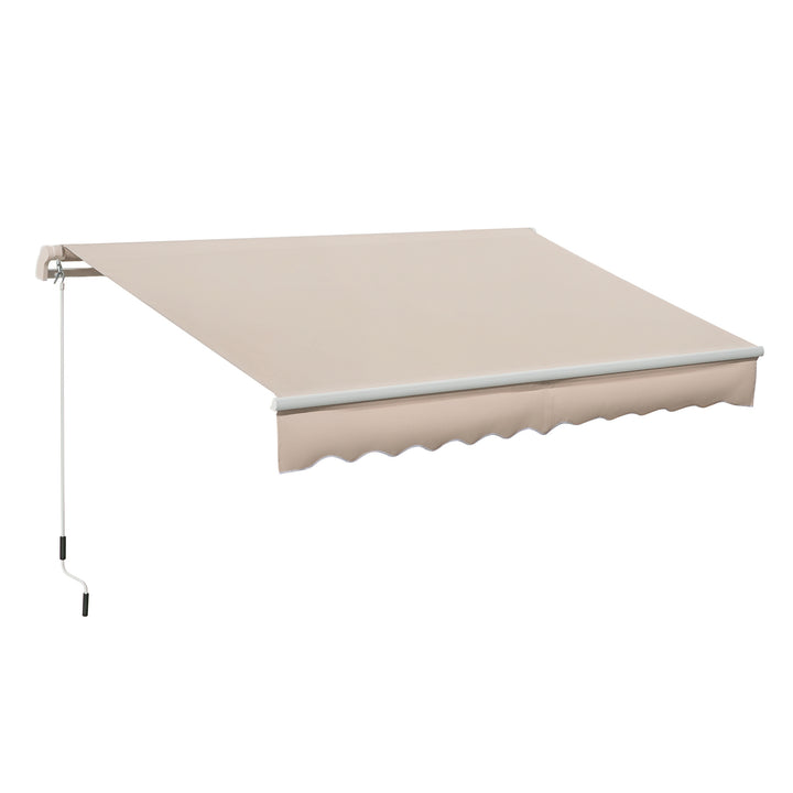 Toldo Manual Retrátil 295x200 cm Toldo para Varanda com Manivela de Metal Impermeável e Anti-UV para Jardim Terraço Bege