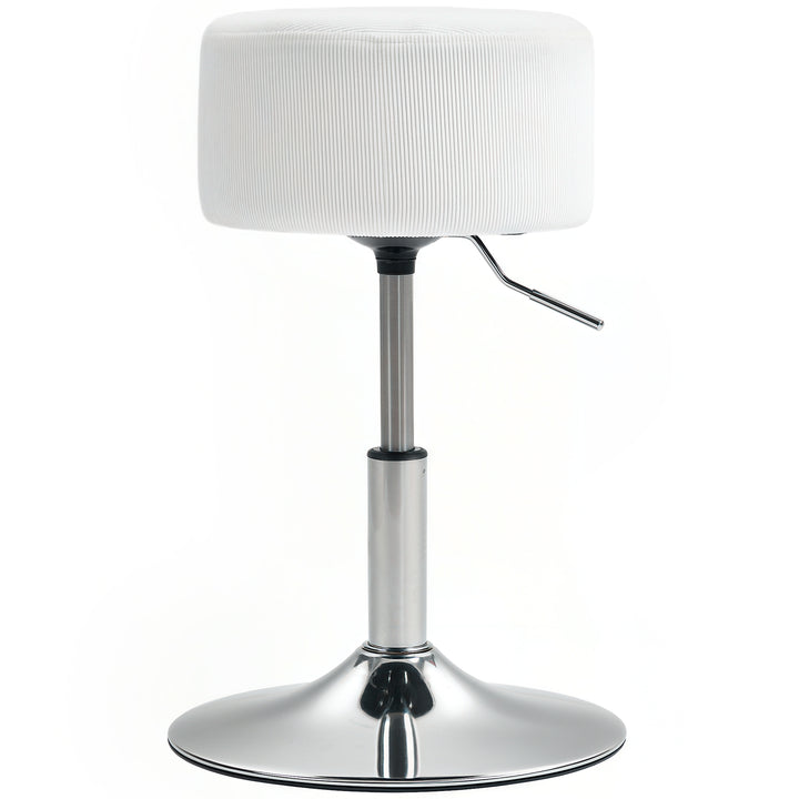 Banco de Bar Giratório Banco Alta de Cozinha Ajustável em Altura 52-66 cm Estofado em Veludo Giratória a 360° para Sala de Jantar Tocador Balcão Branco