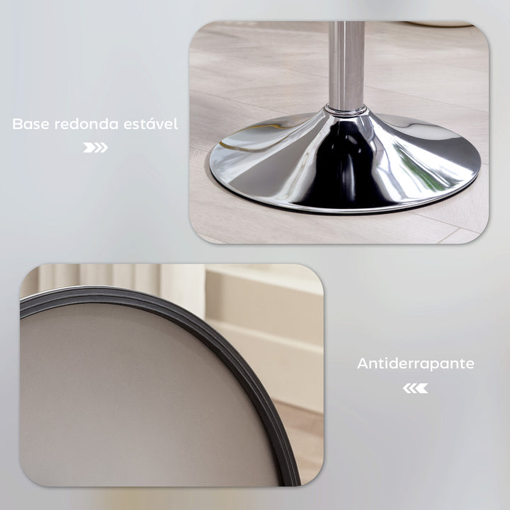 Banco de Bar Giratório Banco Alta de Cozinha Ajustável em Altura 52-66 cm Estofado em Veludo Giratória a 360° para Sala de Jantar Tocador Balcão Branco