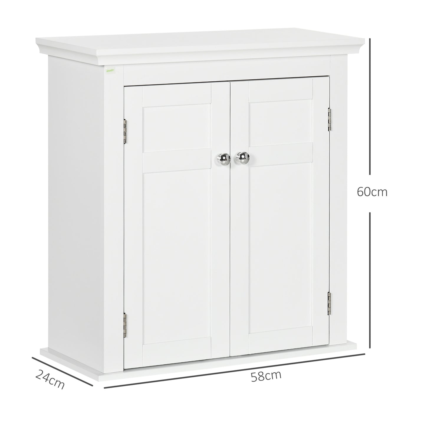 Armário Casa de banho de Parede Móvel para Casa de Banho com Prateleiras Ajustáveis e Portas com Fechadura Magnéticas Armário de Parede para Cozinha 58x24x60 cm Branco