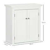 Armário Casa de banho de Parede Móvel para Casa de Banho com Prateleiras Ajustáveis e Portas com Fechadura Magnéticas Armário de Parede para Cozinha 58x24x60 cm Branco