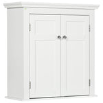 Armário Casa de banho de Parede Móvel para Casa de Banho com Prateleiras Ajustáveis e Portas com Fechadura Magnéticas Armário de Parede para Cozinha 58x24x60 cm Branco