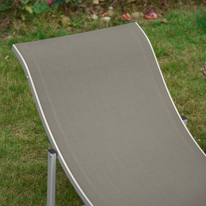Conjunto de 2 Espreguiçadeiras de Jardim em Forma de S com Estrutura de Aluminio e Textilene para Piscina Pátio Varanda 165x61x63 cm Cinza