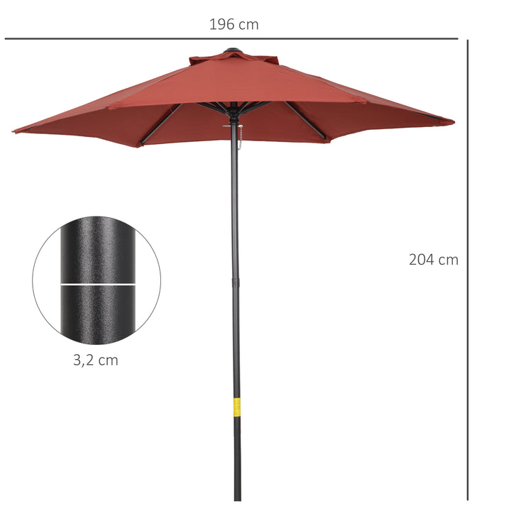 Chapéu de Sol de Jardim Ø2x2 m Chapéu de Sol com Mastro de Alumínio Manivela Teto com Ventilação Suporte de Fixação e Desmontável para Terraço Pátio Exterior Terracota