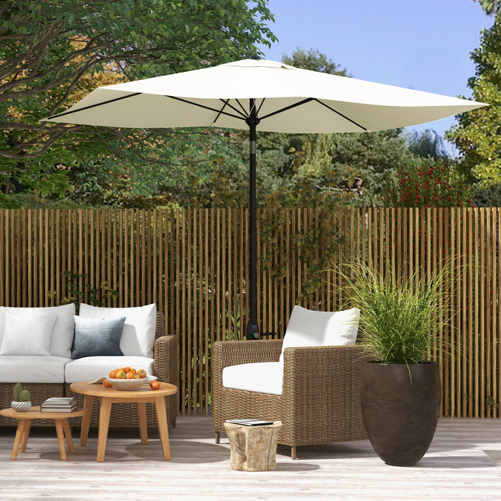 Chapéu de Sol de Jardim 290x205x248 cm Proteção UV50+ Chapéu de Sol de Alumínio Inclinável com Teto de Ventilação e Manivela para Terraço Varanda Exterior Creme