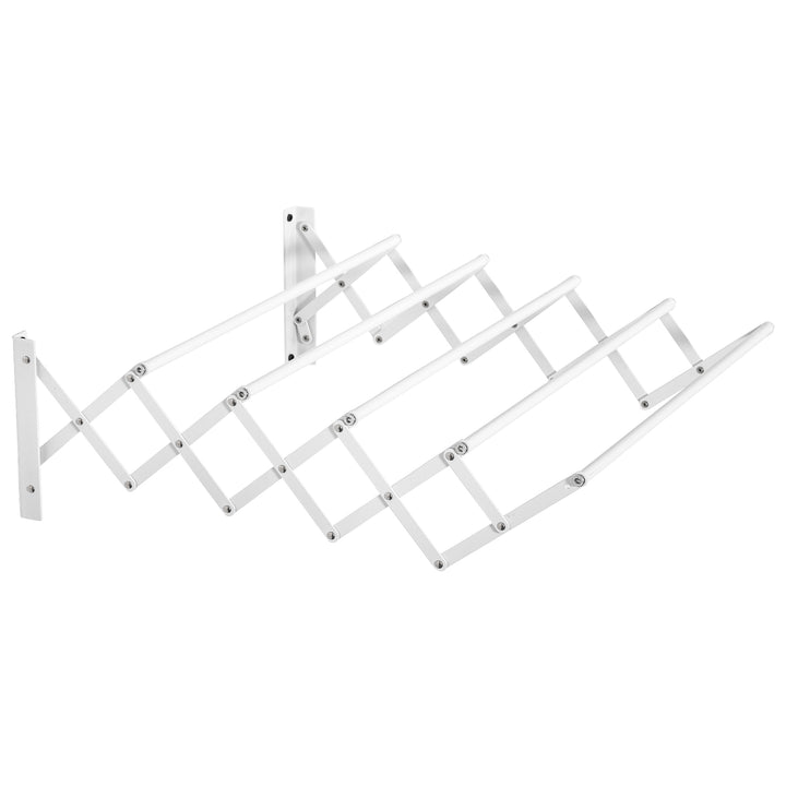 Estendal de Parede Extensível de 63,5cm de Metal com 5 Barras para Interior e Exterior Carga 10kg 63,5x60x20cm Branco