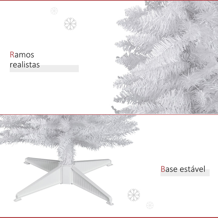 Árvore de Natal Artificial 180cm Ignífugo com 390 Ramos de PVC e Suporte de Metal Decoração de Natal para Interiores Fácil de Montar Verde