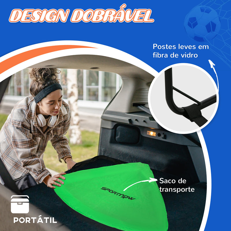 Conjunto de 2 Balizas de Futebol para Crianças Balizas de Futebol Dobráveis com Luz LED Postes de Fibra de Vidro e Bolsa de Transporte para Jardim Parque 120x90x90 cm Verde