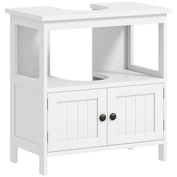 Móvel para Lavatório Pousar com Armário de 2 Portas Estante Aberto e Estante Ajustável Interior Carga 30 kg 60x30x60 cm Branco