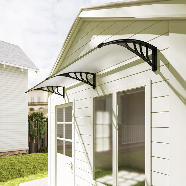 Marquise para Portas e Janelas 195x80cm Marquise com Proteção para Sol e Chuva com Painéis de Policarbonato Transparente