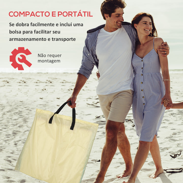 Conjunto de 2 Esteiras de Praia Dobráveis 124x53x50cm com Encosto Ajustável e Apoio para a Cabeça Esteira de Praia Tecido Oxford Aço com Bolsa de Transporte Bege e Azul