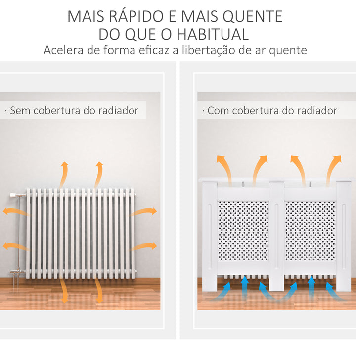 Cobertura de Radiador de Madeira com prateleira e painel decorativo elegante e moderno 111,5x19x82 cm Branco