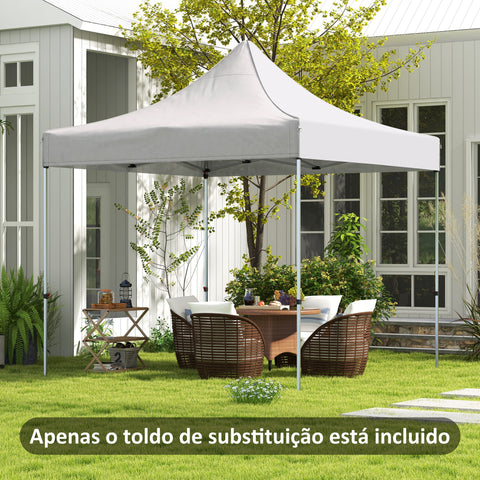 Toldo de Substituição 3x3 m para Pérgola de Jardim Cobertura de Substituição para Tenda Dobrável de Tecido Oxford Impermeável e Anti-UV Branco