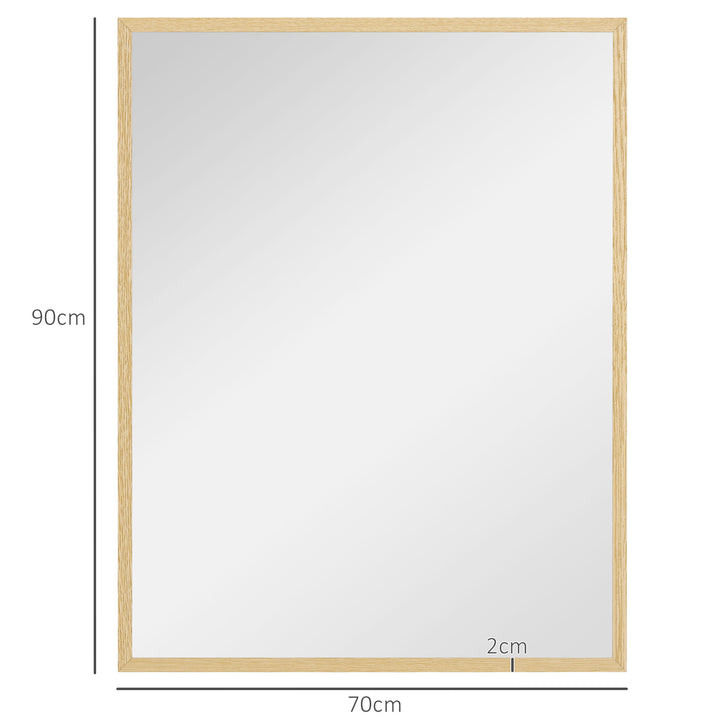 Espelho de Parede 70x90 cm Espelho de Casa de Banho Retangular Decorativo para Sala Entrada Corredor Horizontal ou Vertical Madeira