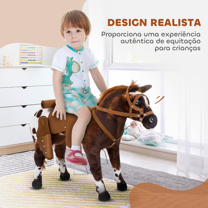 Cavalinho de brinquedo para crianças a partir de 3 anos Castanho Felpa 85x28x60cm