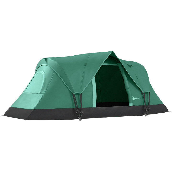 Tenda de Campismo para 5-6 Pessoas Impermeável 3000mm+ Anti UV com Bolsa de Transporte e Gancho para Luz 455x230x180cm Verde