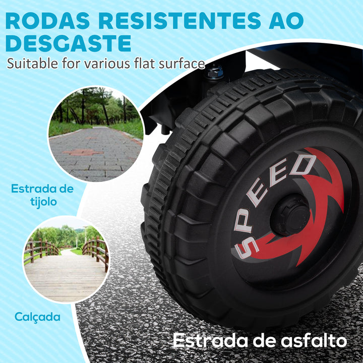 Quadriciclo Elétrico para Crianças com Reboque a Bateria 6V Carro Elétrico para Crianças de 18-36 Meses com Velocidade 2,5 km/h Carga Máxima 106x41,5x48,5 cm Azul
