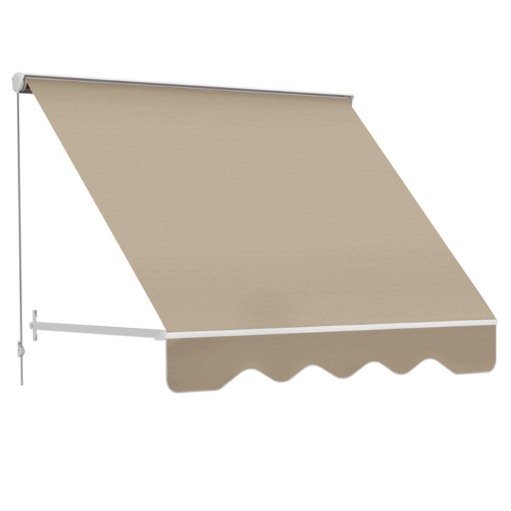 Toldo Manual de Alumínio Retrátil Toldo de Fachada para Exterior com Ângulo Ajustável Impermeável e Tecido de Poliéster 180x70 cm Bege