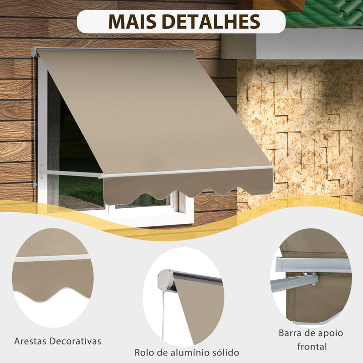 Toldo Manual de Alumínio Retrátil Toldo de Fachada para Exterior com Ângulo Ajustável Impermeável e Tecido de Poliéster 180x70 cm Bege
