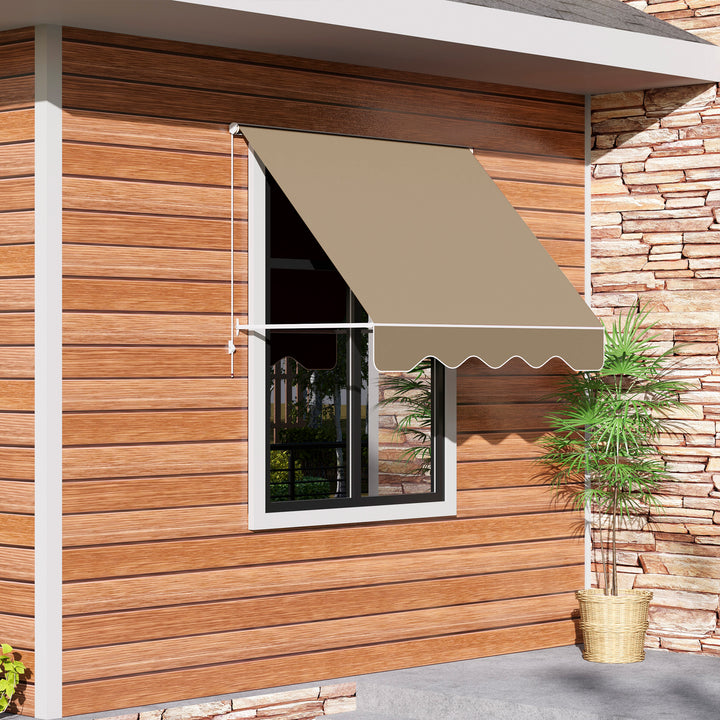 Toldo Manual de Alumínio Retrátil Toldo de Fachada para Exterior com Ângulo Ajustável Impermeável e Tecido de Poliéster 180x70 cm Bege