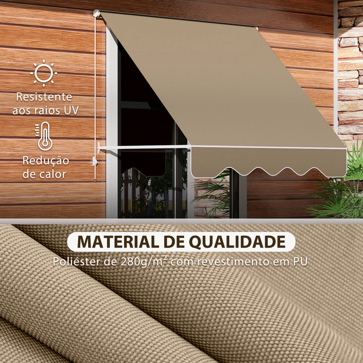 Toldo Manual de Alumínio Retrátil Toldo de Fachada para Exterior com Ângulo Ajustável Impermeável e Tecido de Poliéster 180x70 cm Bege