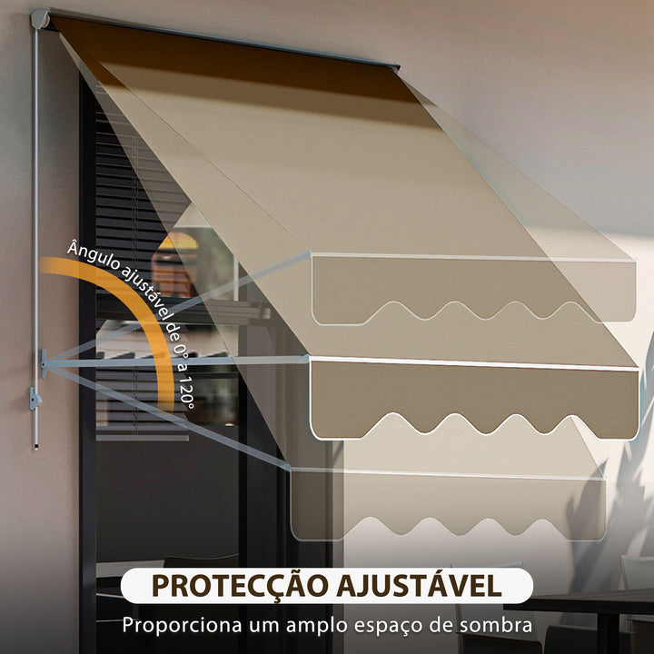Toldo Manual de Alumínio Retrátil Toldo de Fachada para Exterior com Ângulo Ajustável Impermeável e Tecido de Poliéster 180x70 cm Bege