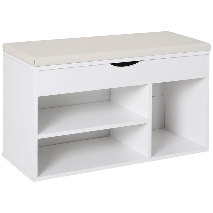 Banco Zapatero de Entrada para Armazenamento com Gaveta e Prateleira e 1 Almofada de Madeira Muito Moderna 80x30x47cm