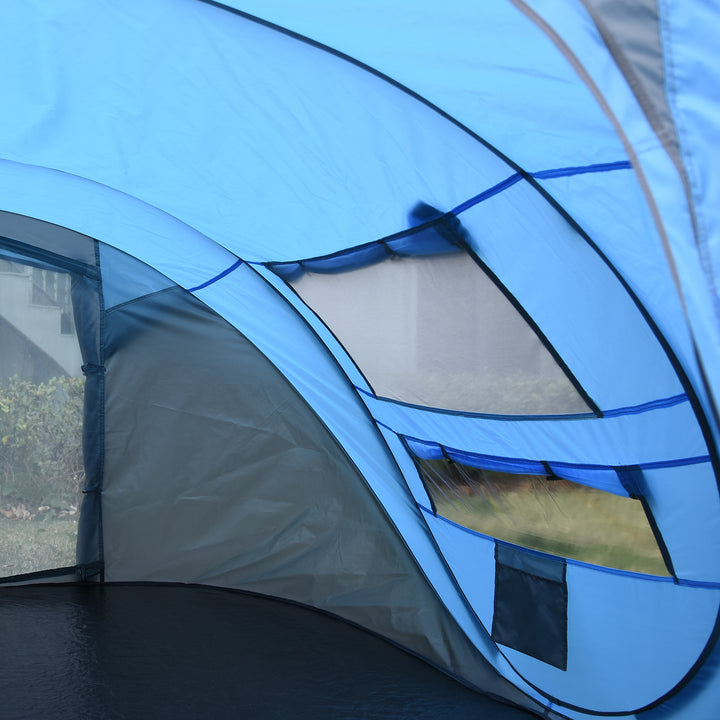 Tenda de Campismo Pop-up para 4-5 Pessoas Tenda de Campismo Instantânea com Janelas Bolsos e Bolsa de Transporte Impermeável Anti-UV 263,5x220x123 cm Azul