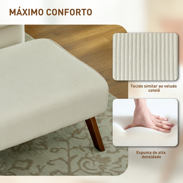 Apoio para Pés para Sala Banco Baixo Estofado em Veludo Otomana Retangular com Assento Almofadado e Pés de Madeira para Sala de Estar Quarto 69x47x36 cm Bege